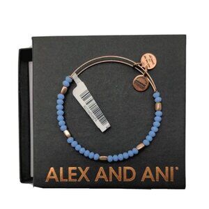 Alex and Ani PERIWINKLE SIREN BEAD Rose Gold Wire Bangle Bracelet NEW In BOX
